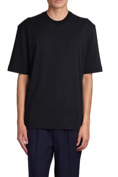 Zegna Crewneck Straight Hem T-shirt In Blue