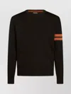 Zegna Crewneck Sweater With Ribbed Cuffs And Hem In Black