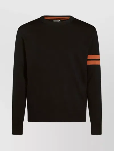 ZEGNA CREWNECK SWEATER WITH RIBBED CUFFS AND HEM