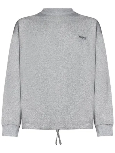 ZEGNA ZEGNA CREWNECK SWEATSHIRT WITH EMBROIDERED LOGO