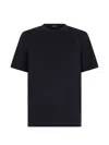 Zegna Navy Blue Piquet Cotton T-shirt In Black