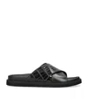 Zegna Crocodile Leather Panarea Slides In Black