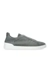 Zegna Crocodile Leather Triple Stitch Secondskin Sneakers In Grey