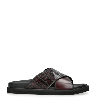 Zegna Crocodile Skin Panarea Sandals In White