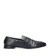 Zegna Crocodile Skin Penny Loafers In Navy
