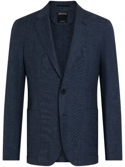Zegna Single-breasted Jacket In Blue