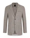 Zegna Light Brown Crossover Linen Wool And Silk Blend Jacket In Light Brown