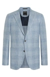 Zegna Crossover Plaid Linen, Wool & Silk Sport Coat In Blue Ckeck