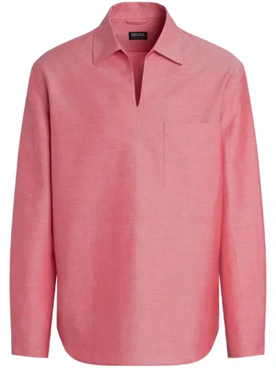Zegna Crossover Polo Shirt In Fuchsia