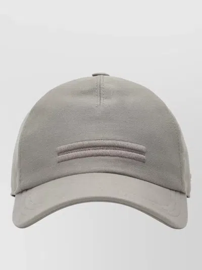 Zegna Curved Brim Baseball Cap Logo Detail In Gray