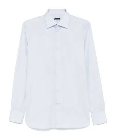 Zegna Cashco Shirt In 613 Light Blue