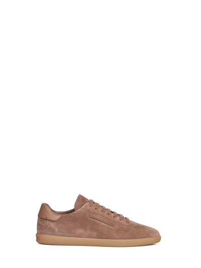 Zegna Dark Beige Suede 232 Low-top Sneakers In Brown