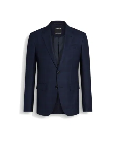 Zegna Dark Blue And Teal Blue 15milmil15 Wool Jacket In Dark Blue/teal Blue