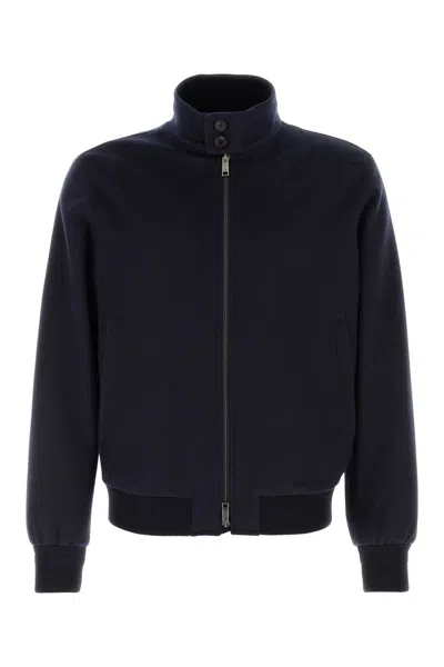 Zegna Dark Blue Cashmere Jacket In Black