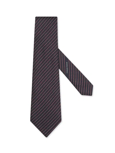Zegna Dark Blue Cinque Pieghe Silk Tie