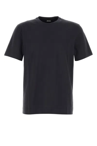 ZEGNA T-SHIRT IN COTONE BLU SCURO  UOMO
