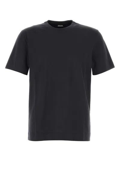 ZEGNA DARK BLUE COTTON T-SHIRT