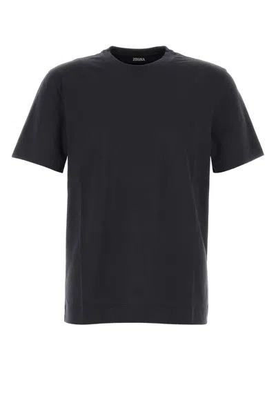 ZEGNA ZEGNA DARK BLUE COTTON T-SHIRT