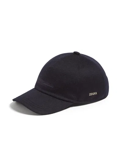 ZEGNA CASQUETTE EN OASI CASHMERE BLEU FONCÉ