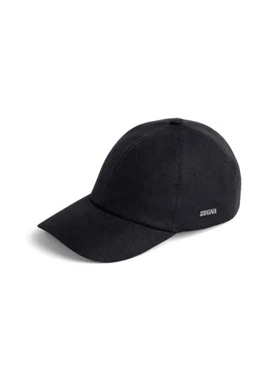ZEGNA CASQUETTE EN OASI LINO BLEU FONCÉ