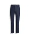 Zegna Jean Roccia En Lin Et Coton Extensible Taupe Foncé In Dark Blue