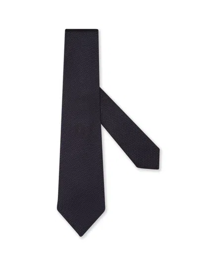 ZEGNA CRAVATE EN SOIE BLEU FONCÉ