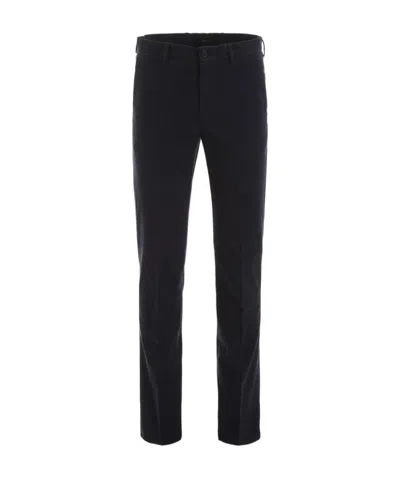 Zegna Dark Blue Straight Casual Pants In Black