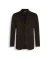 Zegna Centoventimila Cotton And Wool Jacket In Dark Brown