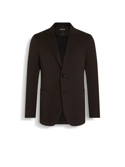 Zegna Dark Brown Centoventimila Cotton And Wool Jacket