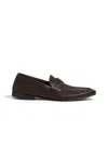 Zegna Natural Grain Leather Mocassin Loafers In Brown