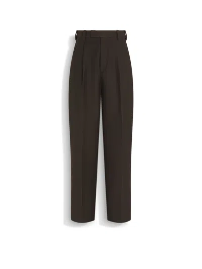 ZEGNA DARK BROWN OASI LINO PANTS