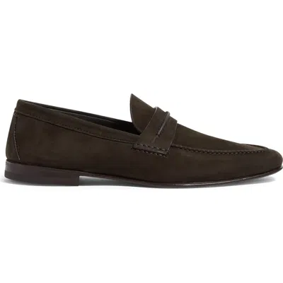 Zegna Dark Brown Secondskin Loafer In Marron Foncé