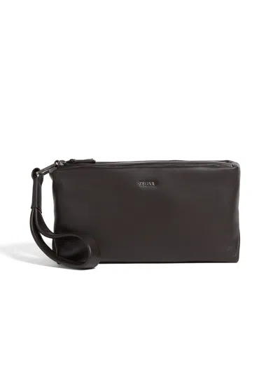 Zegna Dark Brown Secondskin Softy Pouch