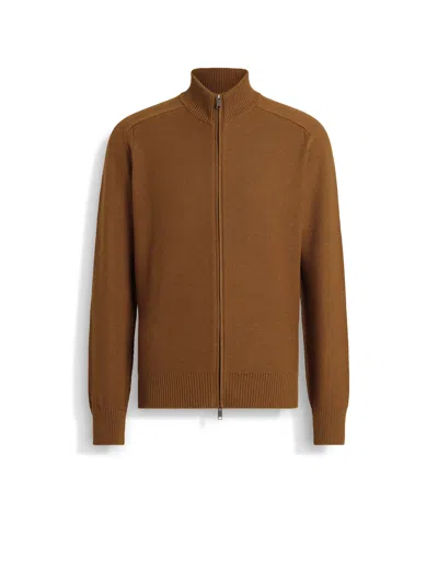 Zegna Dark Foliage Cashseta Full Zip Cardigan