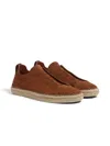 Zegna Triple Stitch Espadrilles En Veau Velours Foliage Foncé In Dark Foliage