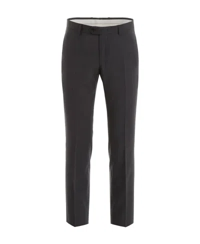 Zegna Dark Gray Logo Details Casual Pants In Black