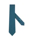 Zegna Abstract Pattern Print Silk Tie In Dark Green