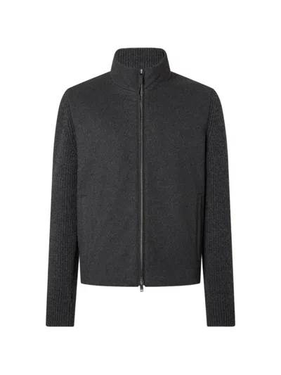 Zegna Dark Grey Mélange Oasi Cashmere Full Zip Cardigan In Gray
