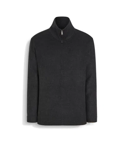 Zegna Dark Grey Mélange Trofeo Cashmere Overshirt