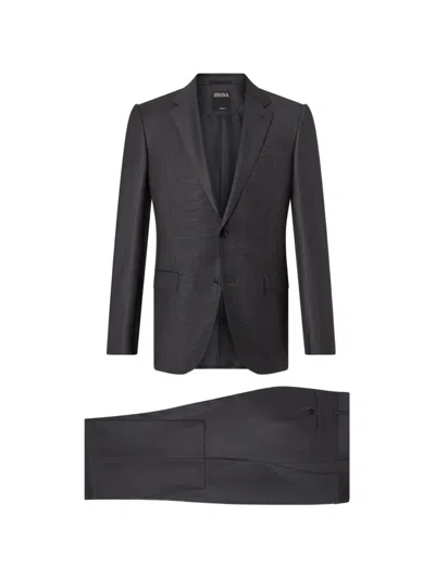 Zegna Dark Grey Trofeo Selection Wool Suit In Multi