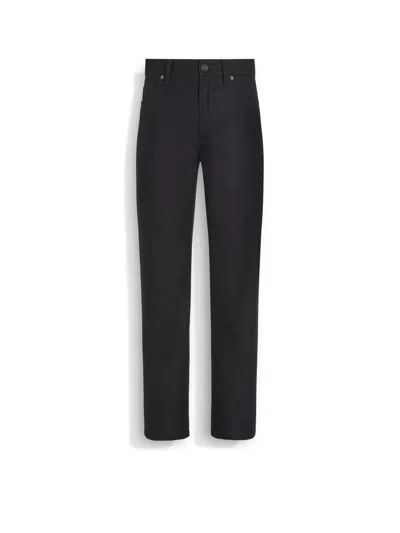 Zegna Dark Grey Wool And Cashmere Roccia Pants