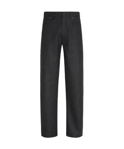 Zegna Dark Grey Wool And Cashmere Roccia Pants In Black