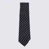 Zegna Diagonal Striped Tie Pointed Shape In Black