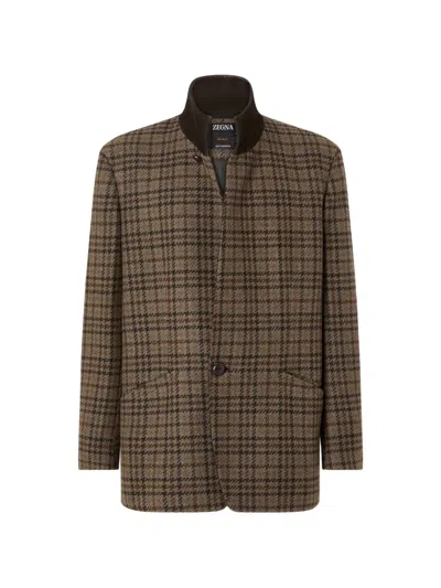Zegna Dark Olive Green And Brown Oasi Cashmere Chore Jacket