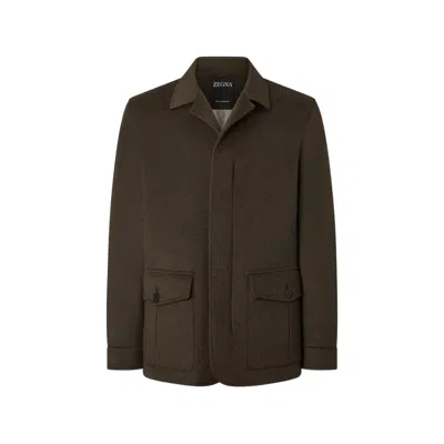 Zegna Dark Olive Green Oasi Cashmere Elements Falcon Jacket