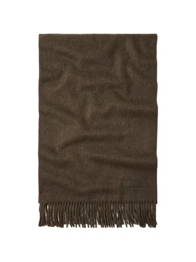 Zegna Dark Olive Green Oasi Cashmere Scarf In Gray