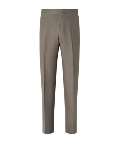 Zegna Dark Taupe Oasi Lino Pants In Gray