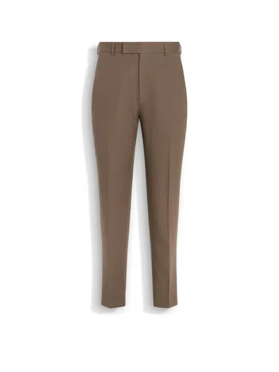 ZEGNA DARK TAUPE OASI LINO PANTS