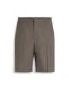 Zegna Oasi Lino Shorts In Gray