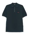 Zegna Cotton Polo Shirt With Intarsia Knitted Stripe In Black